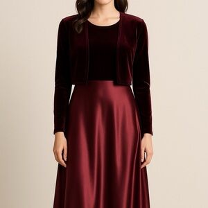 Vtg‎ Rabbit Rabbit Rabbit Designs Formal Outfit Womens 10P Burgundy Velvet Satin